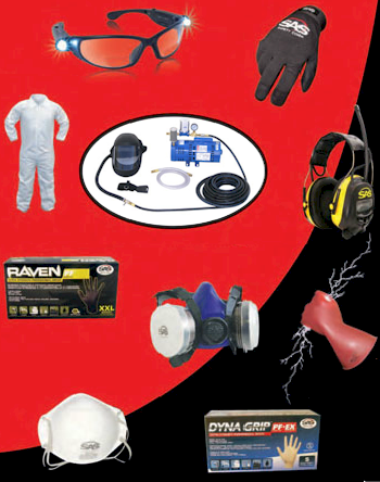 Respiratory, Hearing, Eye, Hand/Body protection products and First-Aid Kits by SAS